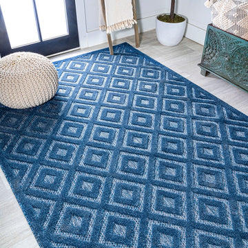 Portmany Neutral Diamond Trellis Indoor/outdoor Area Rug